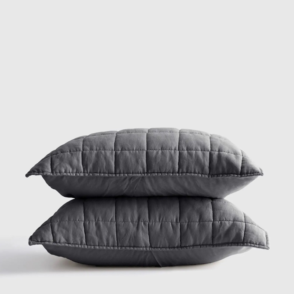 Quince European Linen Box Quilted Sham Set Standard BNWT MINOR DEFECT